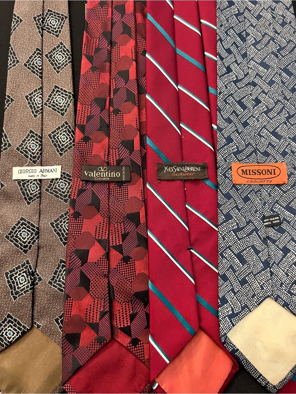 Yves Saint Laurent Valentino Armani Missioni Silk Ties Lot of 4
